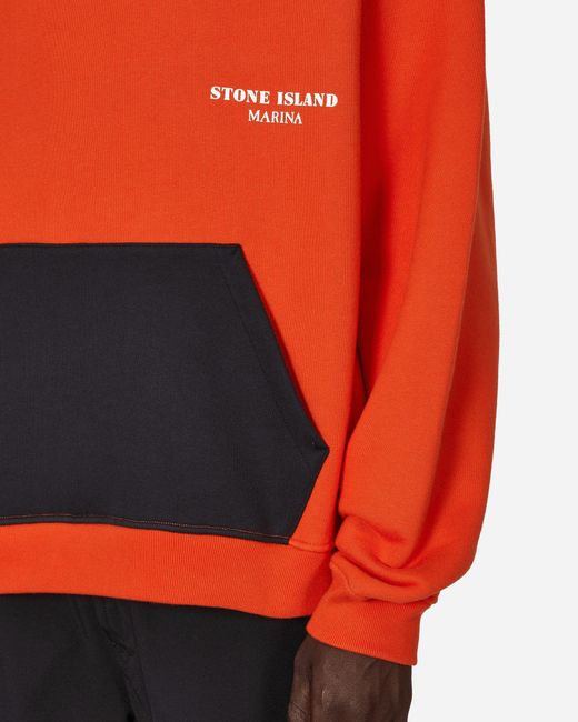 Stone Island Red Marina Hooded Sweatshirt for men