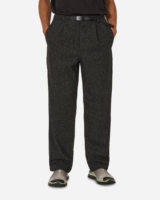 Gramicci Black Wool Relaxed Pleated Trousers Charcoal for men