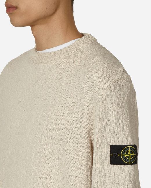 Stone Island Uneven Cotton Crewneck Sweater Natural for men