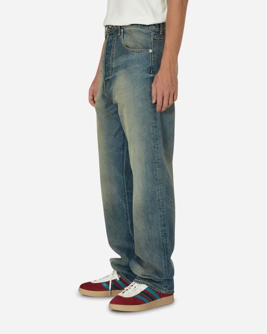 KENZO Blue Asagao Straight Fit Jeans Stone Bleached for men