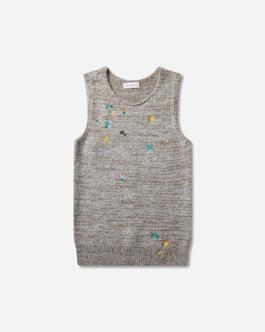 Dries Van Noten Gray S Embroidered Wool Sleeveless Sweater Light for men