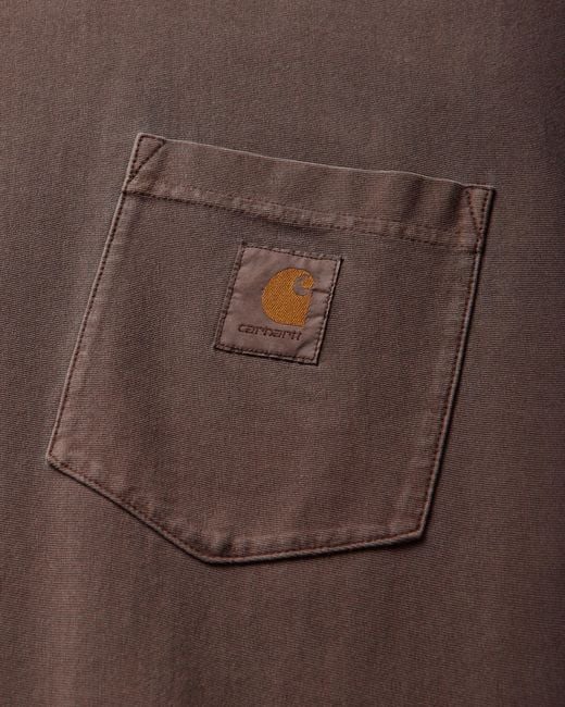 Carhartt Brown Loose Pocket Longsleeve T-Shirt Tobacco (Garment Dyed) for men