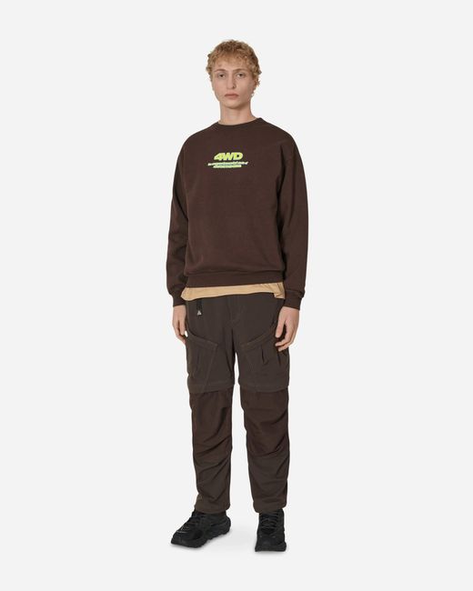 4 Worth Doing Brown Experimental Studio Crewneck Sweatshirt for men