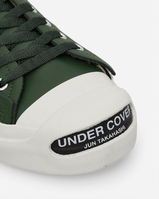 Undercover Green S Toe Logo Leather Sneakers for men