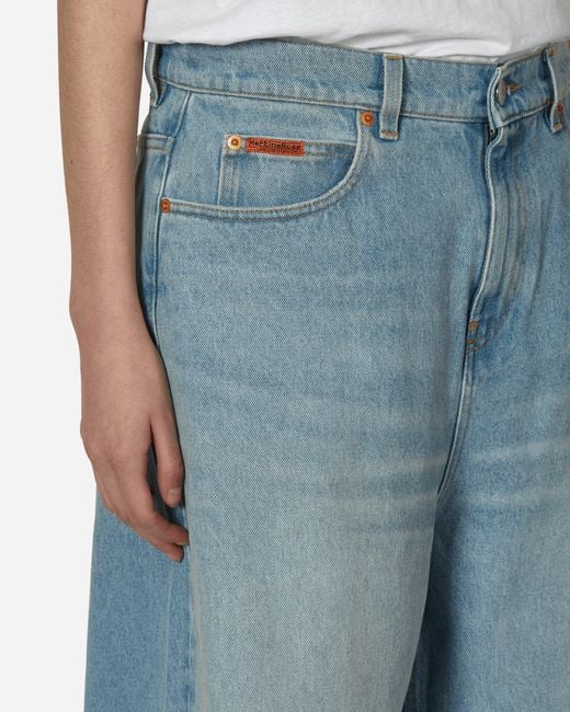 Martine Rose Blue Extended Wide Leg Jeans Bleached Wash