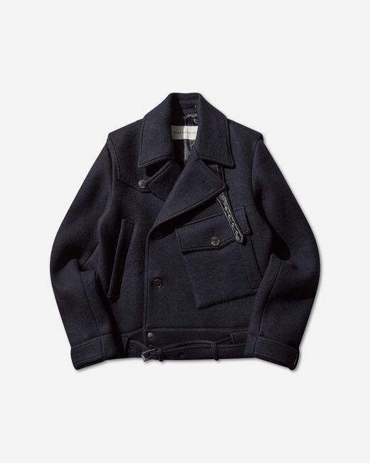 Dries Van Noten Blue Men S Short Wool Trench Coat Midnight for men