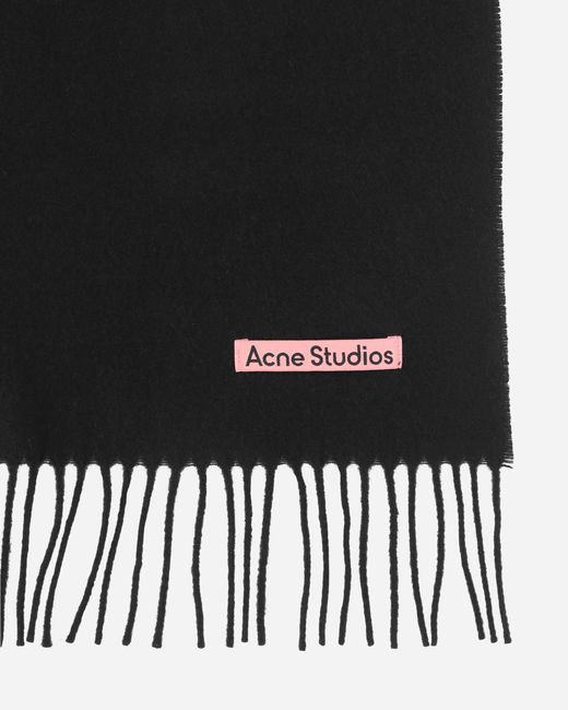 Acne Black Fringe Wool Scarf for men