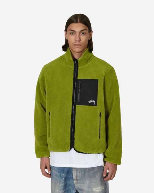 Stussy Sherpa Reversible Jacket Moss in Green for Men | Lyst