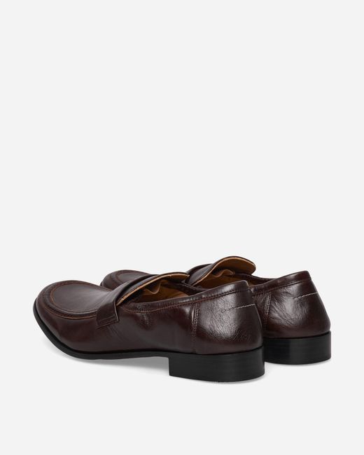 MM6 by Maison Margiela White Men S Swing-toe Leather Loafers Brown for men