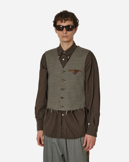 Our Legacy Brown Cut Waistcoat Old Money Check for men