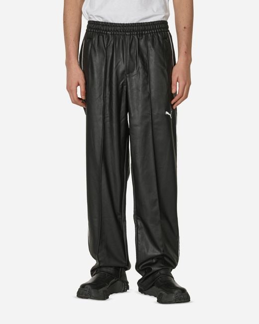 PUMA Black Oversized Pleather Track Pants for men