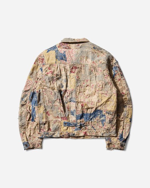 Kapital Natural Men S Champetre Boro Spring Jacket Gray / Beige for men
