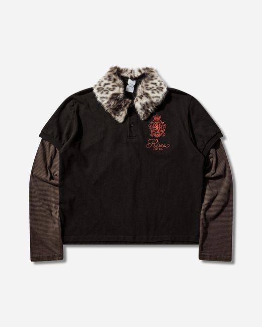 Protocol Index Black Fur Collar Layered Polo T-Shirt for men