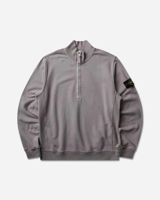 Stone Island Gray Men S Organic Cotton Fleece Half-zip Sweatshirt for men