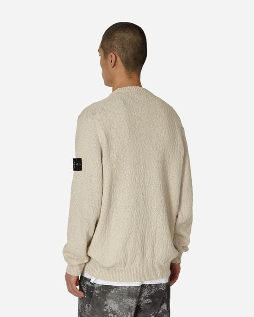 Stone Island Uneven Cotton Crewneck Sweater Natural for men