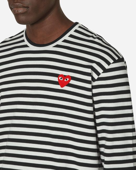 COMME DES GARÇONS PLAY Black Heart Striped Longsleeve T-shirt for men