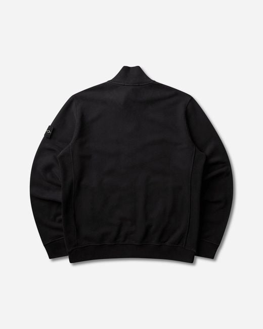 Stone Island Black Organic Cotton Fleece Full-Zip Sweatshirt for men