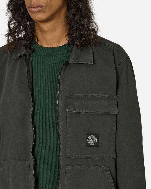 Stone Island Panama Cotton Old Effect Overshirt Lead in Grey for Men Lyst UK