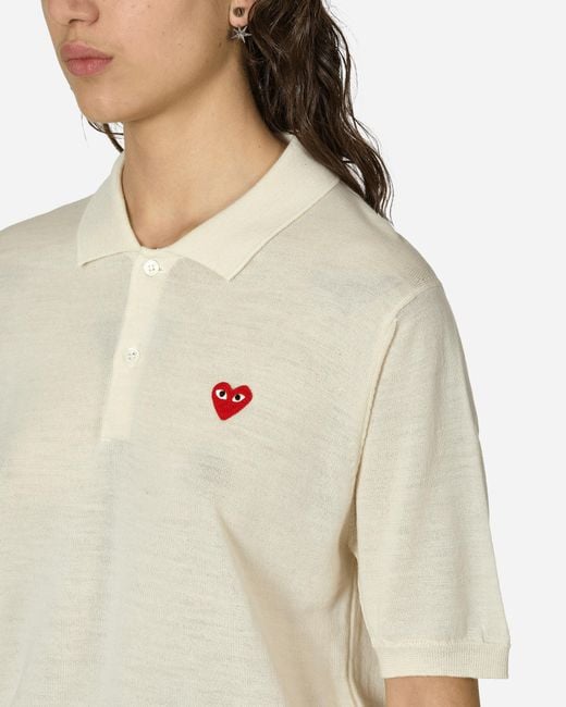 COMME DES GARÇONS PLAY Natural Red Heart Polo Sweater Off