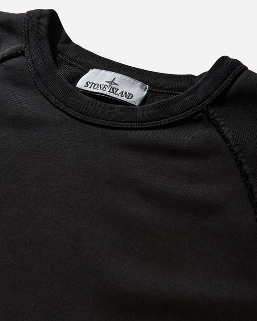 Stone Island Black Men S Organic Cotton Fleece Oversized Crewneck Sweatshirt for men