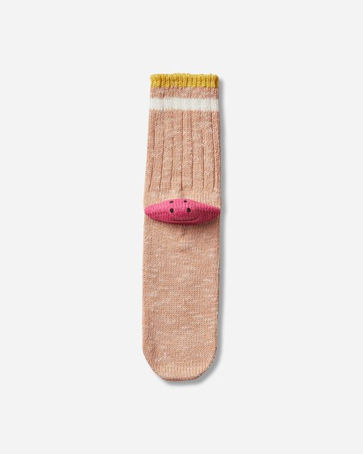 Kapital White 60 Yarns Ivy Rainbowy Happy Heel-hold Socks Orange / Pink for men