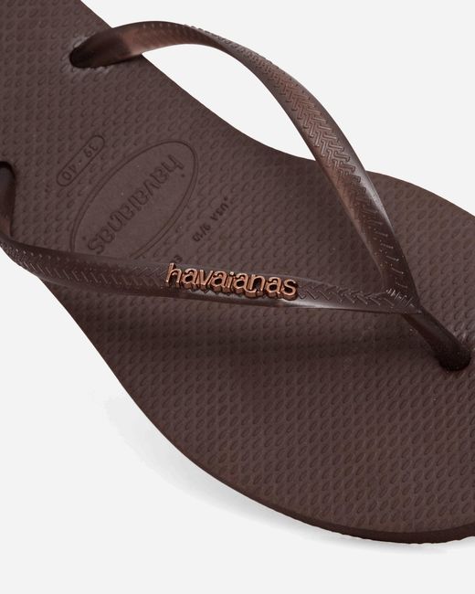Havaianas Brown S Slim Split Flip Flops Dark