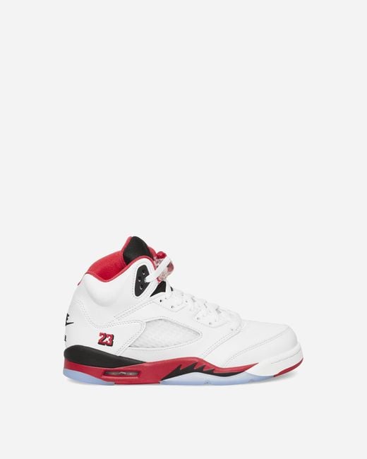 Nike White Air Jordan 5 (gs) Sneakers Fire Red Black Tongue for men