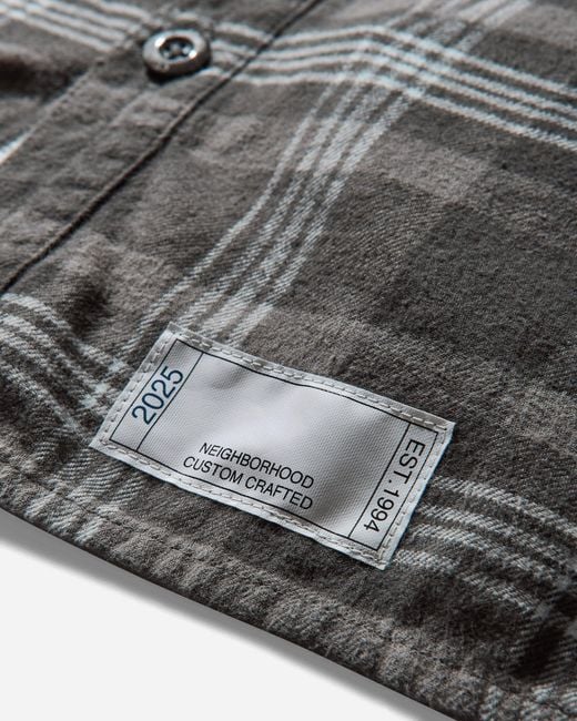 Neighborhood Men S Savage Tartan Check Longsleeve Shirt Gray
