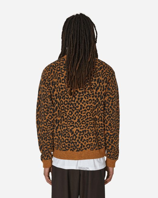 Noah NYC Brown Leopard Cardigan Sweater for men