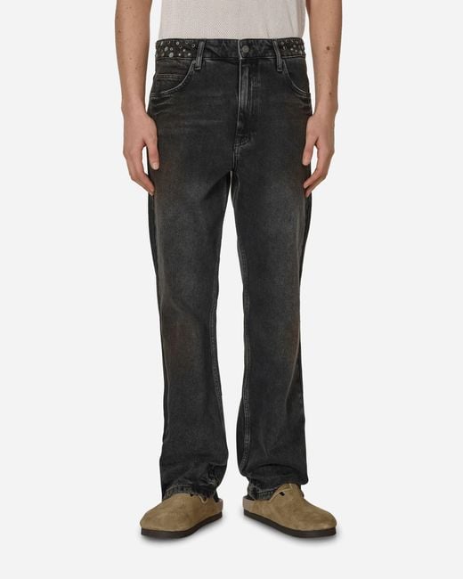 Guess Black Embellished Flare Pants Aged Wash for men