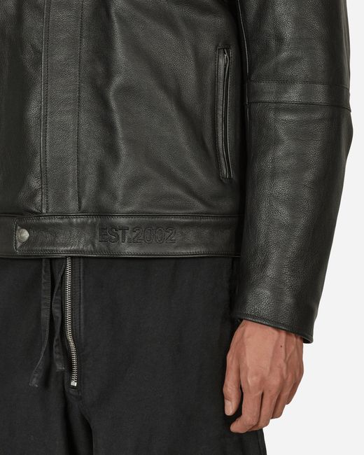 Iuter Black Logo Leather Jacket for men