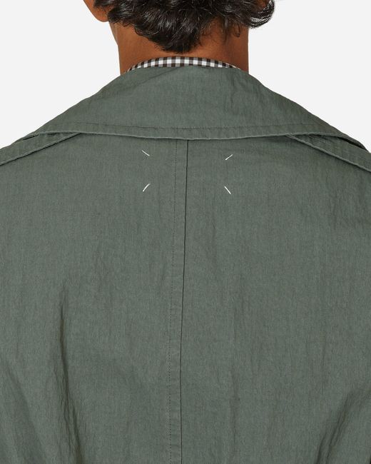 Maison Margiela Green Double-breasted Trench Coat Sage for men
