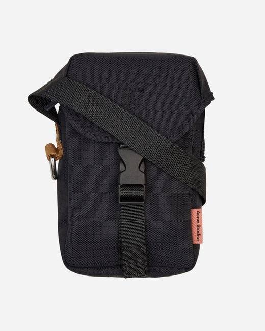 Acne Black Ripstop Mini Pouch Bag for men