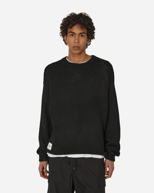 (w)taps Black Crewneck Sweater 01 for men