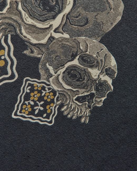 Kapital Black Men S 20/-jersey Crew T-shirt (peckish Rain Skull) for men