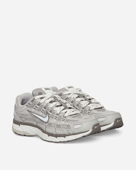 Nike White P-6000 Premium Sneakers Light Iron Ore / Metallic Silver for men