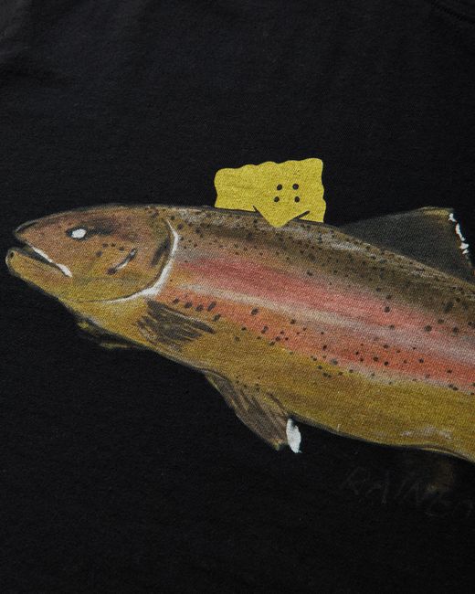 Kapital Black 20/-Jersey Crew T-Shirt (One Trout Peckish Rainbowy) for men