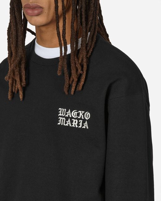 Wacko Maria Black Heavy Weight Crewneck Sweatshirt (type-1) for men