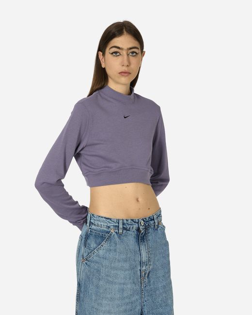 Nike Blue Crewneck Cropped French Terry Top Daybreak