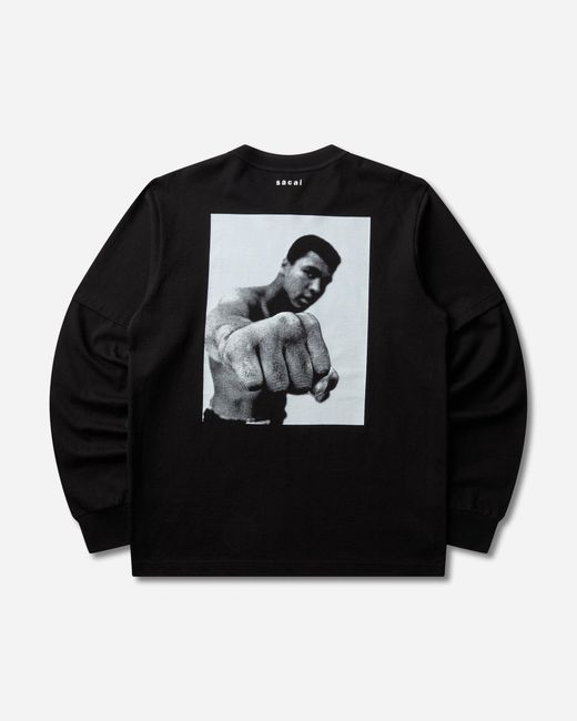 Sacai Black Men S Muhammad Ali Longsleeve T-shirt for men