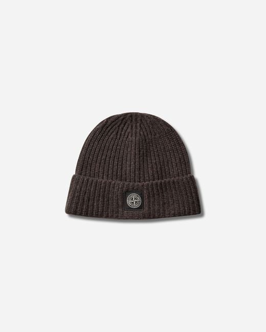 Stone Island Brown Light Rws Geelong Wool Beanie Lead for men
