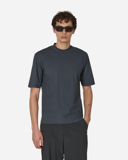 Amomento Blue Mock Neck T-Shirt Charcoal for men