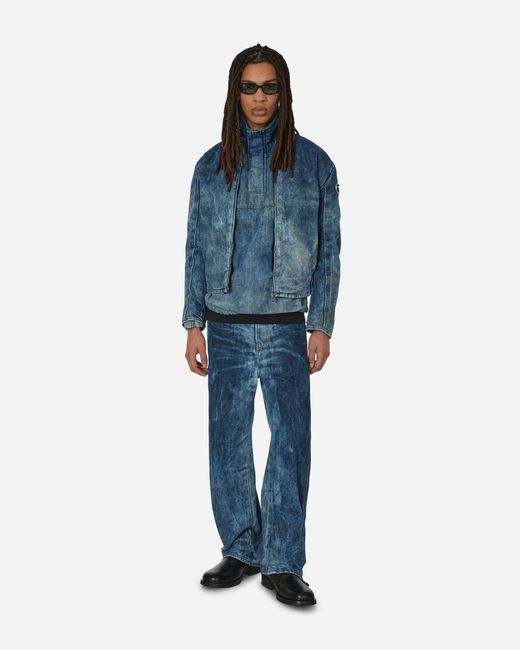 DIESEL Blue Dirt-effect Denim Pullover Jacket for men
