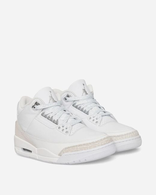 Nike White Air Jordan 3 Retro Sneakers / Silver for men