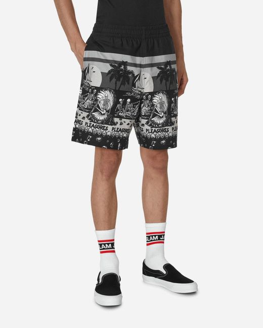 Pleasures Black Beach Shorts for men