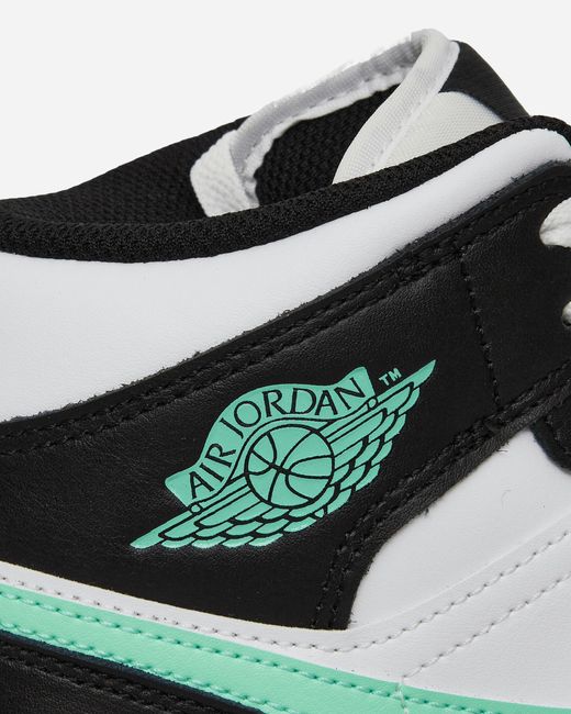 Nike Air Jordan 1 Mid Sneakers White / Black / Green Glow for men