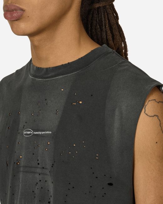 Satisfy Black Mothtech Fringe Muscle T-Shirt Aged for men