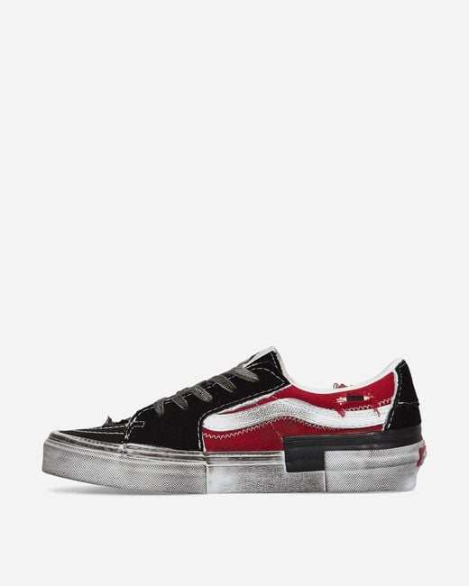 Vans White Sk8-low Reconstruct Stressed Check Sneakers / Red for men