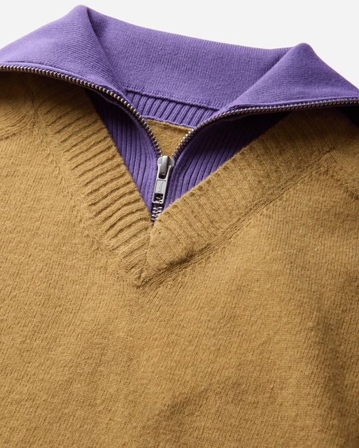 MM6 by Maison Margiela Natural Layered V-neck Sweater Mustard / Violet