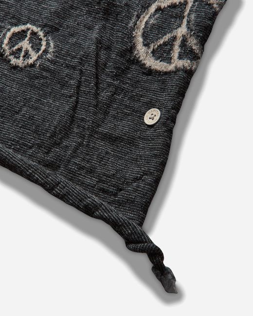 Kapital Black Fulling Wool Peace Mark Happy Scarf for men